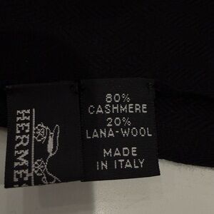 Hermes Black Cashmere Wool Scarf